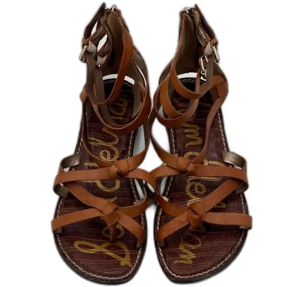 Sam Edelman Gladiator Sandals – Cognac Leather Flat Sandals Women’s 8 - Picture 4 of 6